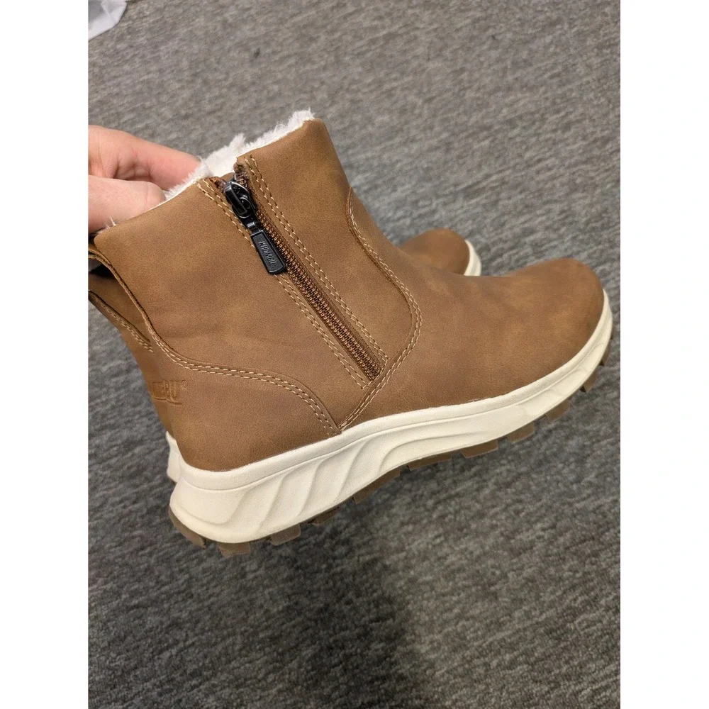 Khombu Girl's Size 6 Brown Faux‎ Fur Lined Boots Zipper Ankle